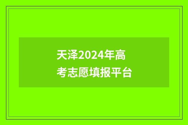 天泽2024年高考志愿填报平台