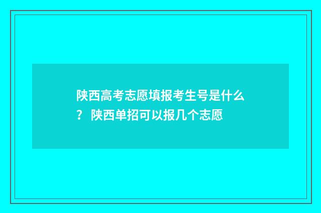 陕西高考志愿填报考生号是什么？ 陕西单招可以报几个志愿