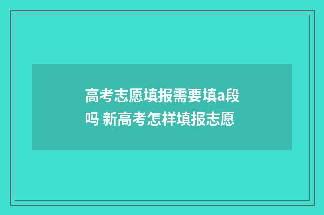 高考志愿填报需要填a段吗 新高考怎样填报志愿