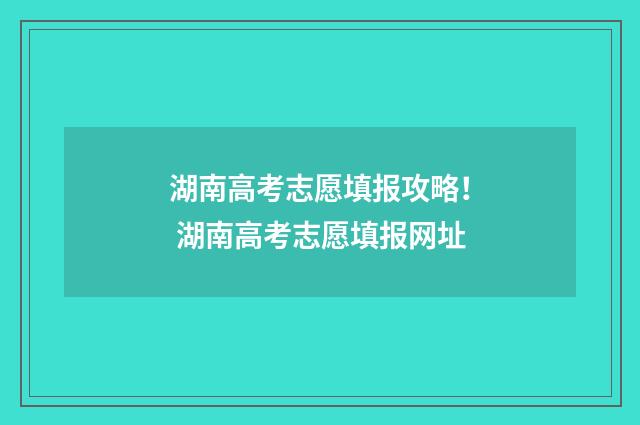 湖南高考志愿填报攻略！ 湖南高考志愿填报网址