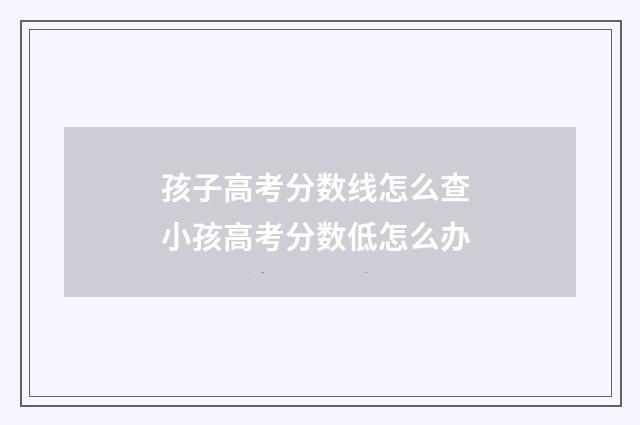 孩子高考分数线怎么查 小孩高考分数低怎么办