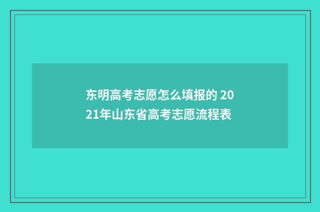 东明高考志愿怎么填报的 2021年山东省高考志愿流程表