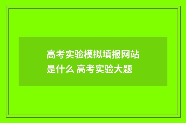 高考实验模拟填报网站是什么 高考实验大题
