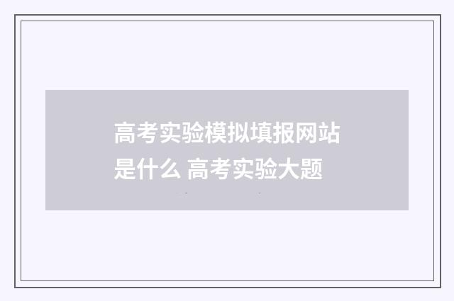 高考实验模拟填报网站是什么 高考实验大题