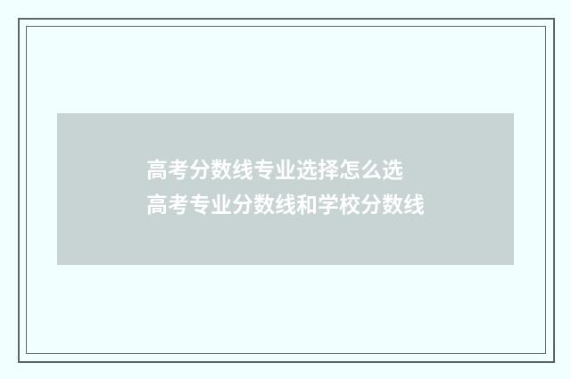 高考分数线专业选择怎么选 高考专业分数线和学校分数线