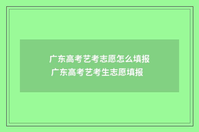 广东高考艺考志愿怎么填报 广东高考艺考生志愿填报