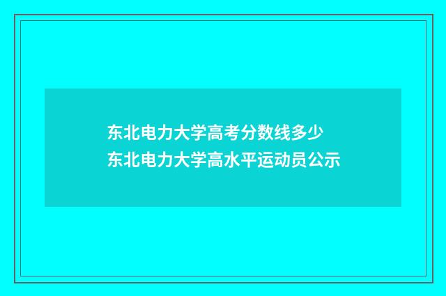 东北电力大学高考分数线多少 东北电力大学高水平运动员公示