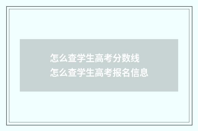 怎么查学生高考分数线 怎么查学生高考报名信息