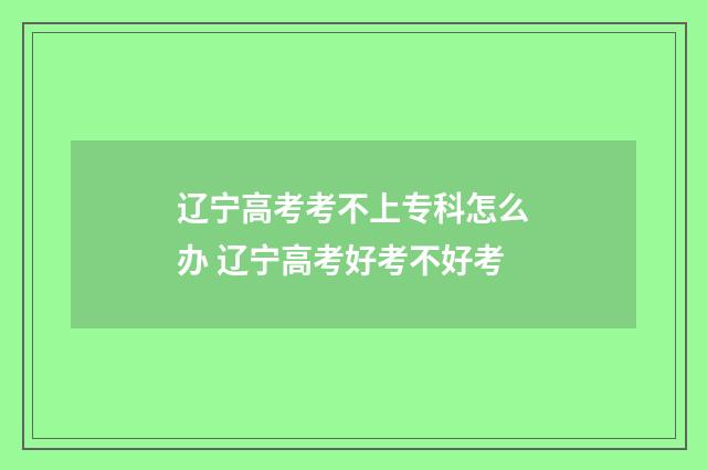 辽宁高考考不上专科怎么办 辽宁高考好考不好考