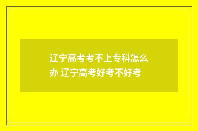 辽宁高考考不上专科怎么办 辽宁高考好考不好考
