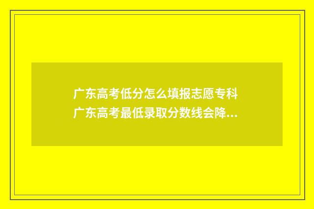 广东高考低分怎么填报志愿专科 广东高考最低录取分数线会降分吗?