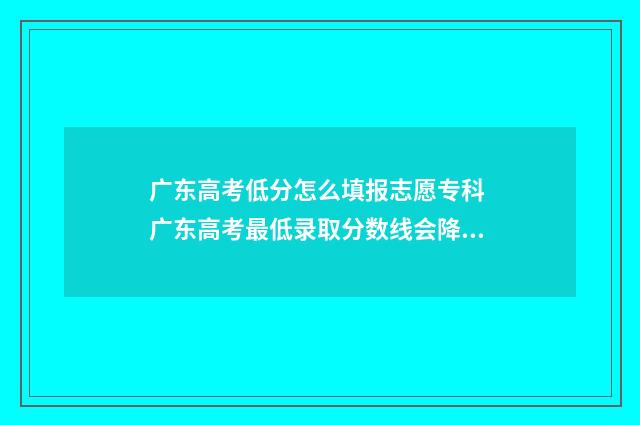 广东高考低分怎么填报志愿专科 广东高考最低录取分数线会降分吗?