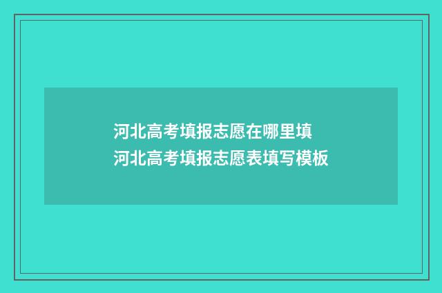 河北高考填报志愿在哪里填 河北高考填报志愿表填写模板
