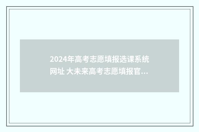 2024年高考志愿填报选课系统网址 大未来高考志愿填报官网