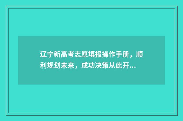 辽宁新高考志愿填报操作手册，顺利规划未来，成功决策从此开始！ 辽宁新高考志愿填报表样表