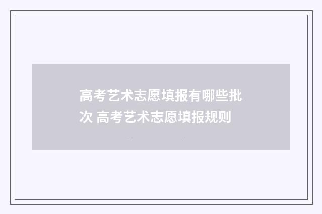 高考艺术志愿填报有哪些批次 高考艺术志愿填报规则