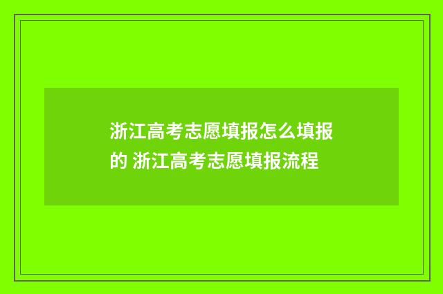 浙江高考志愿填报怎么填报的 浙江高考志愿填报流程