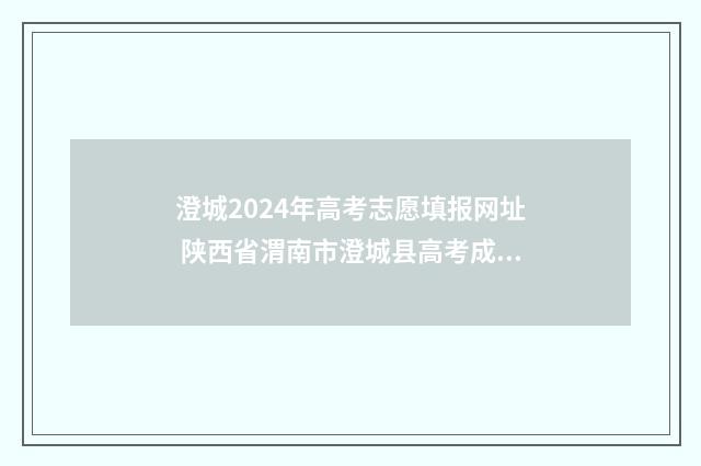 澄城2024年高考志愿填报网址 陕西省渭南市澄城县高考成绩