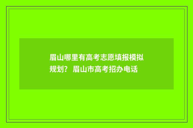 眉山哪里有高考志愿填报模拟规划？ 眉山市高考招办电话