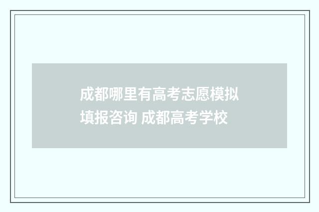 成都哪里有高考志愿模拟填报咨询 成都高考学校