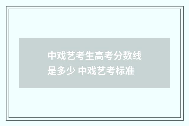 中戏艺考生高考分数线是多少 中戏艺考标准