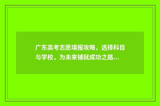 广东高考志愿填报攻略，选择科目与学校，为未来铺就成功之路！ 广东高考志愿填报辅助系统