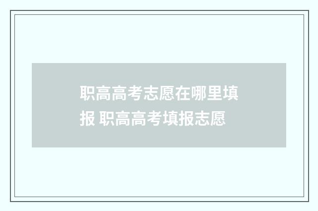 职高高考志愿在哪里填报 职高高考填报志愿