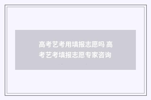 高考艺考用填报志愿吗 高考艺考填报志愿专家咨询