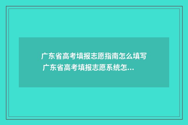 广东省高考填报志愿指南怎么填写 广东省高考填报志愿系统怎么进去