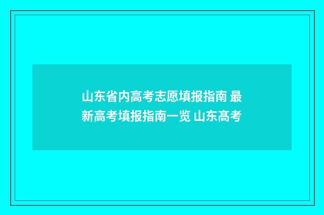 山东省内高考志愿填报指南 最新高考填报指南一览 山东髙考