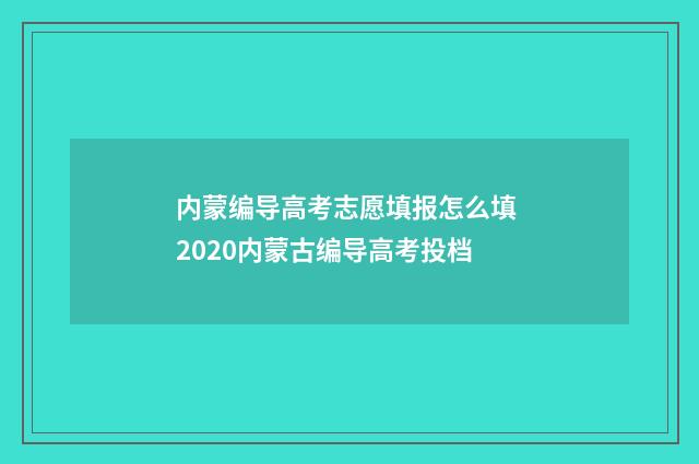 内蒙编导高考志愿填报怎么填 2020内蒙古编导高考投档