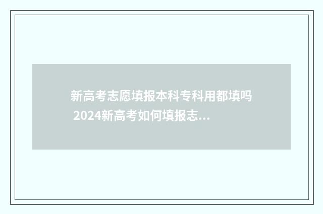 新高考志愿填报本科专科用都填吗 2024新高考如何填报志愿