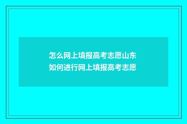 怎么网上填报高考志愿山东 如何进行网上填报高考志愿