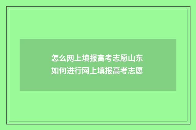 怎么网上填报高考志愿山东 如何进行网上填报高考志愿