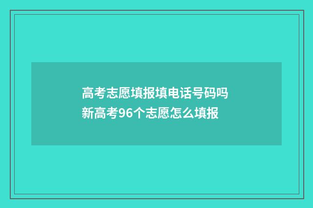 高考志愿填报填电话号码吗 新高考96个志愿怎么填报