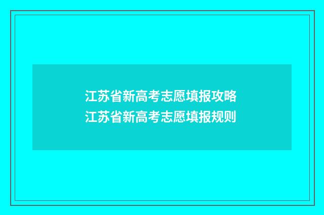 江苏省新高考志愿填报攻略 江苏省新高考志愿填报规则