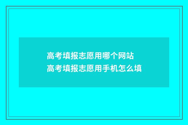 高考填报志愿用哪个网站 高考填报志愿用手机怎么填