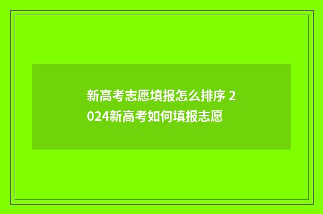 新高考志愿填报怎么排序 2024新高考如何填报志愿