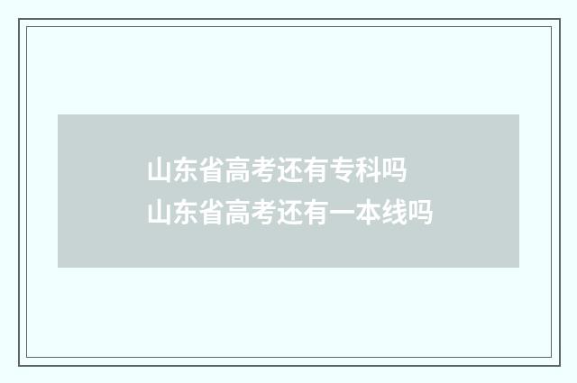 山东省高考还有专科吗 山东省高考还有一本线吗