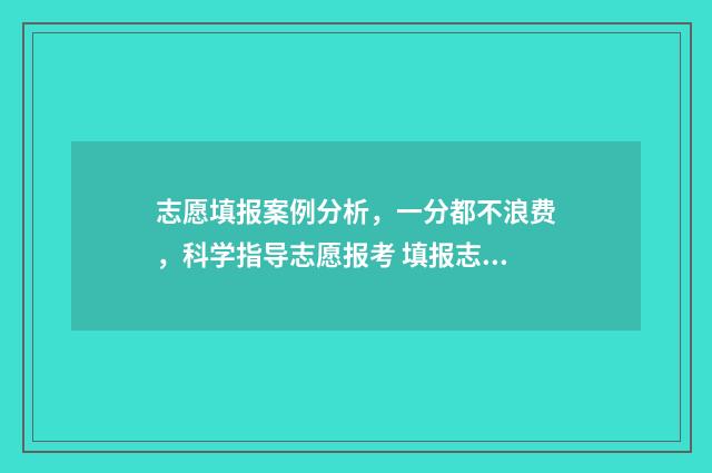 志愿填报案例分析，一分都不浪费，科学指导志愿报考 填报志愿例子
