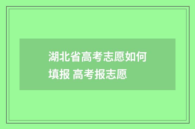 湖北省高考志愿如何填报 高考报志愿