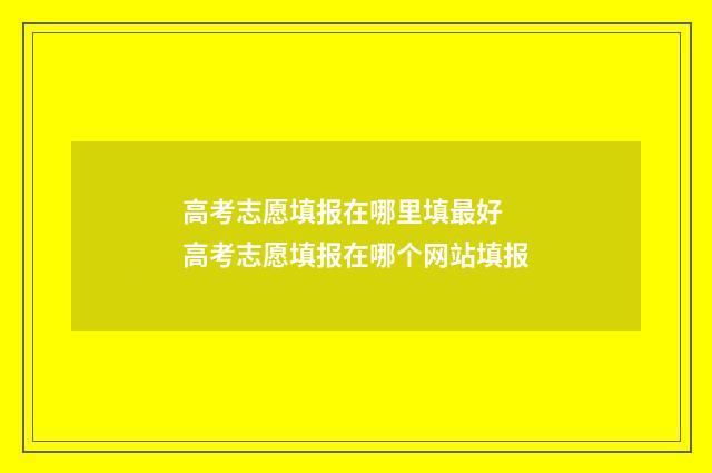 高考志愿填报在哪里填最好 高考志愿填报在哪个网站填报