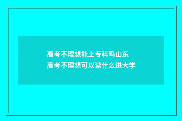 高考不理想能上专科吗山东 高考不理想可以读什么进大学
