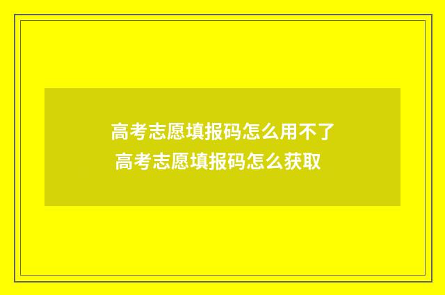 高考志愿填报码怎么用不了 高考志愿填报码怎么获取