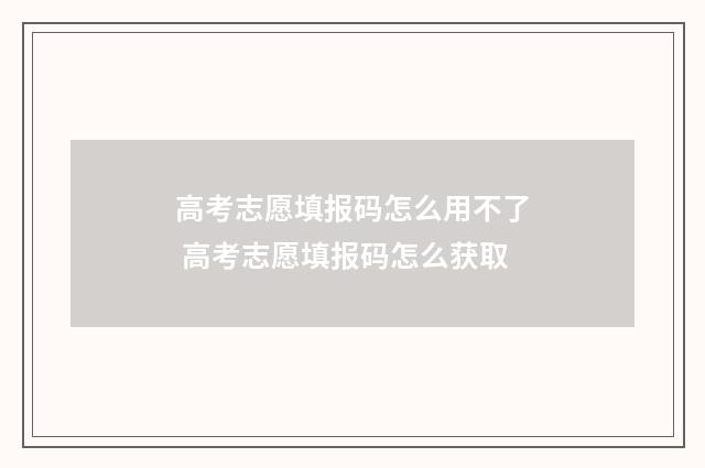 高考志愿填报码怎么用不了 高考志愿填报码怎么获取