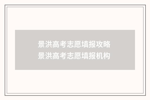 景洪高考志愿填报攻略 景洪高考志愿填报机构