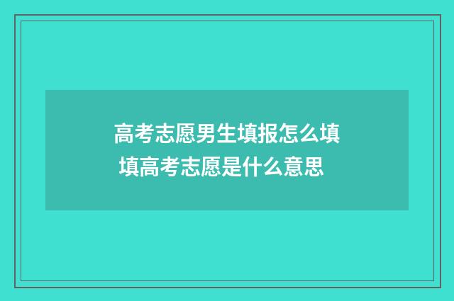 高考志愿男生填报怎么填 填高考志愿是什么意思