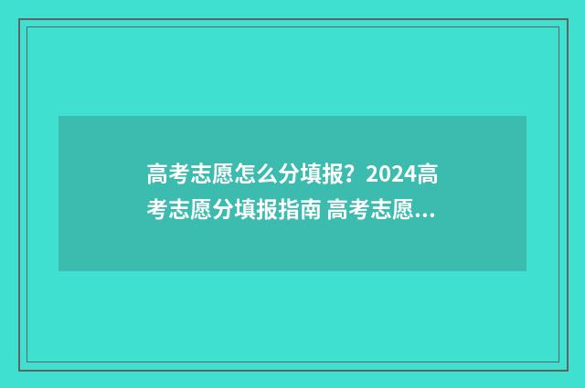 高考志愿怎么分填报？2024高考志愿分填报指南 高考志愿怎么算