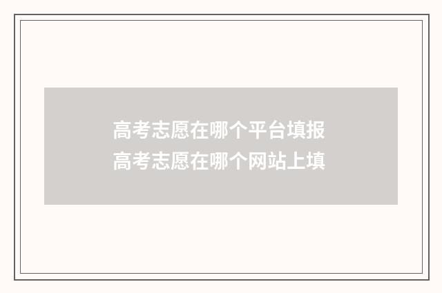 高考志愿在哪个平台填报 高考志愿在哪个网站上填