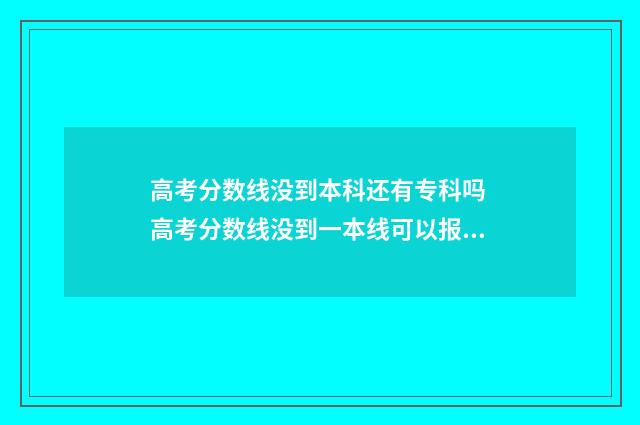 高考分数线没到本科还有专科吗 高考分数线没到一本线可以报211吗